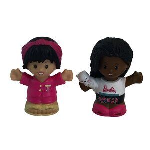 Fisher Price Little People Barbie Figures African American w/Kitty & Asian Girl